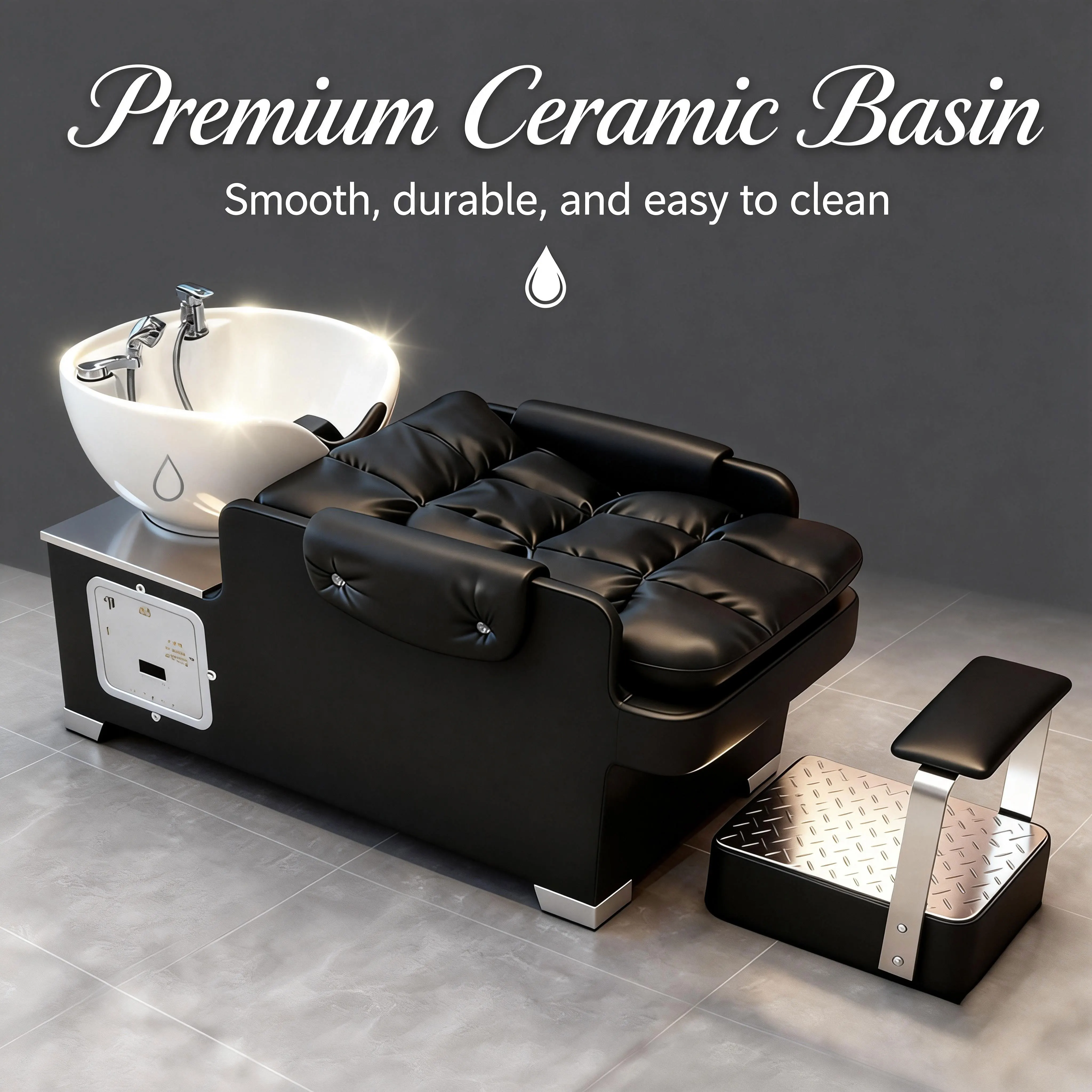 #Modern Adjustable Barber Salon Backwash Chair Synthetic Leather with Metal Frame for Beauty Spa Massage Table Use