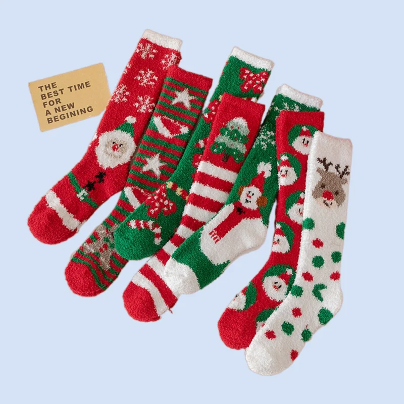 7/14 Pairs 2024 New High Quality Women's Socks Socks Autumn And Winter Style Internet Chirstmas Socks Cute Girl Stacked Socks