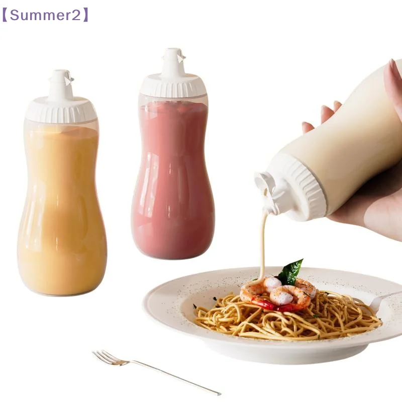 Botellas exprimibles para condimentos de 500ml con escala, dispensador exprimible a prueba de fugas para miel, ketchup, mayonesa, cocina, barbacoa, preparación de ensaladas {S}