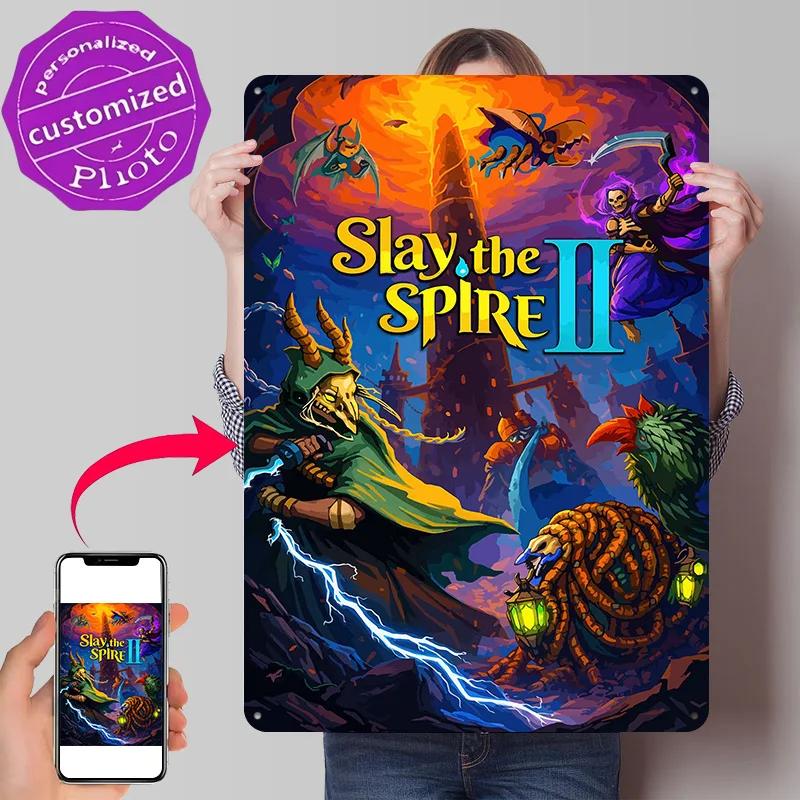 Slay the Spire II Game Art Personalized 3D Textured Metal Poster Wall Art Tinplate Sign for Home Decor Ornaments Bar Accessories