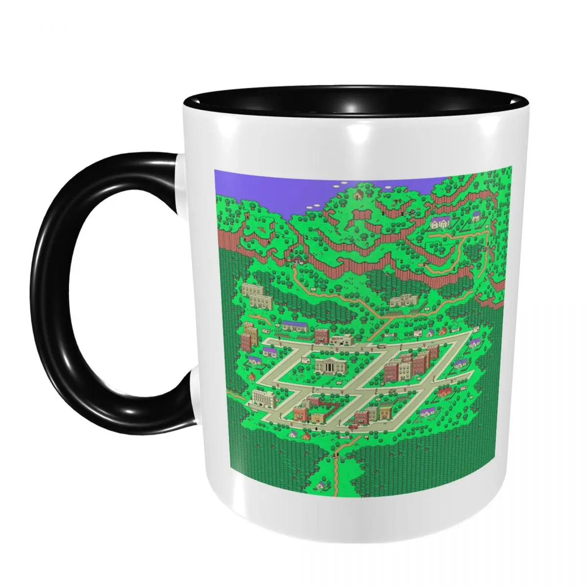 Earthbound Onett Map Mug Funny Ceramic Coffee Cups Tea Mugs Milk Cup Drinkware Gift for Friends