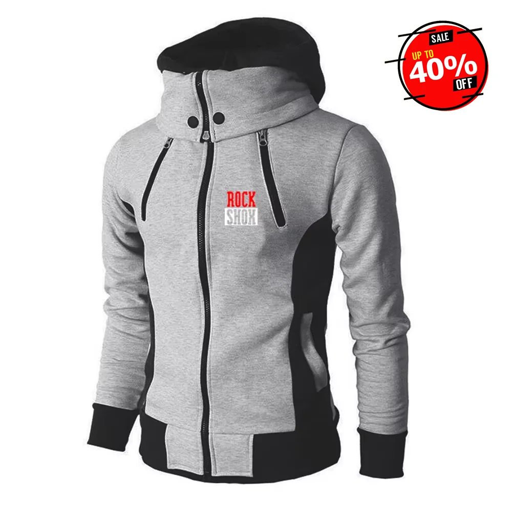 

2025 Spring Autumn Rock Shox Rockshox Moutain MTB Biker Bicycler Print Men Lapel Collar Zipper Jackets High-Quality Slim Hoodies