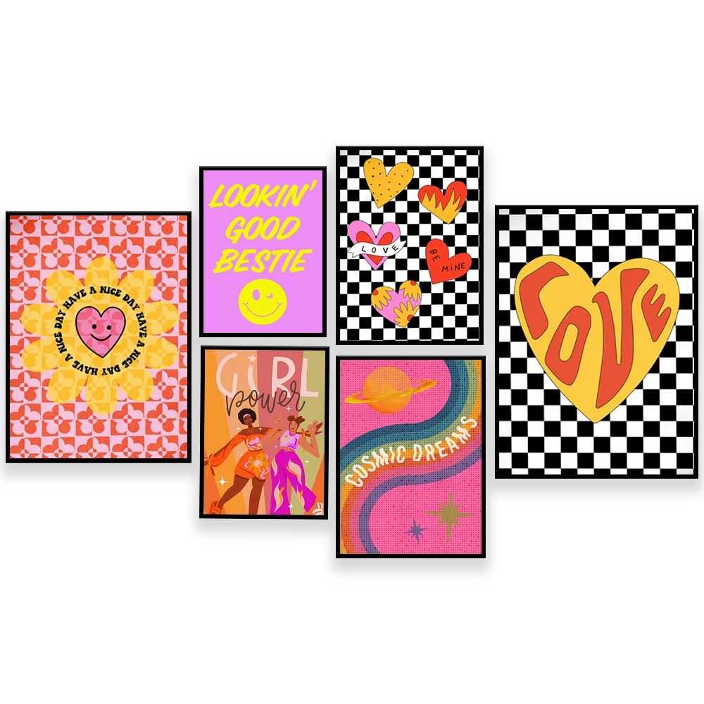 

90s Y2K yin yang, black and white checkerboard retro heat print, 2000s rock, colorful bold bright hipster edgy psychedelic poste