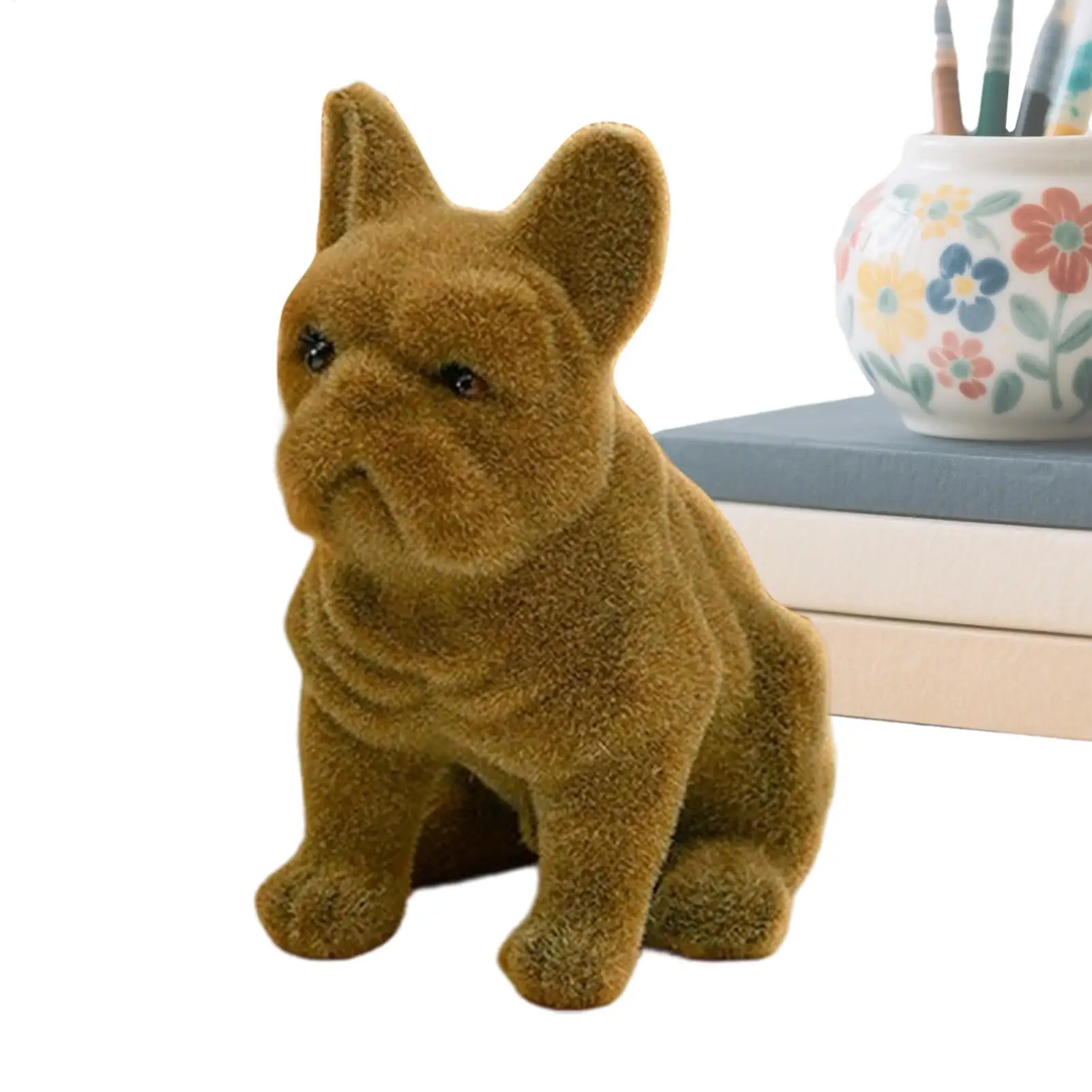 

Декор французского бульдога, милый реалистичный флокированный домашний декор, статуя французского бульдога, фигурки животных для внутренней и уличной настольной полки