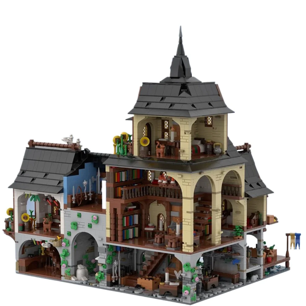 New MOC Medieval Castle Building Blocks Model Medieval Town Center Technology DIY Assembly Toys Children Boys Gift Set 4658PCS