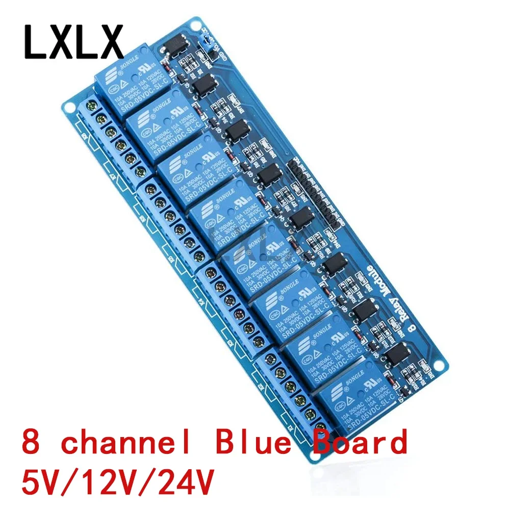 2-10pcs 8 Channel 5V/12V/24V Relay Module with Optocoupler Isolated High and Low Level Triggers for Arduino 5V 12V 24V