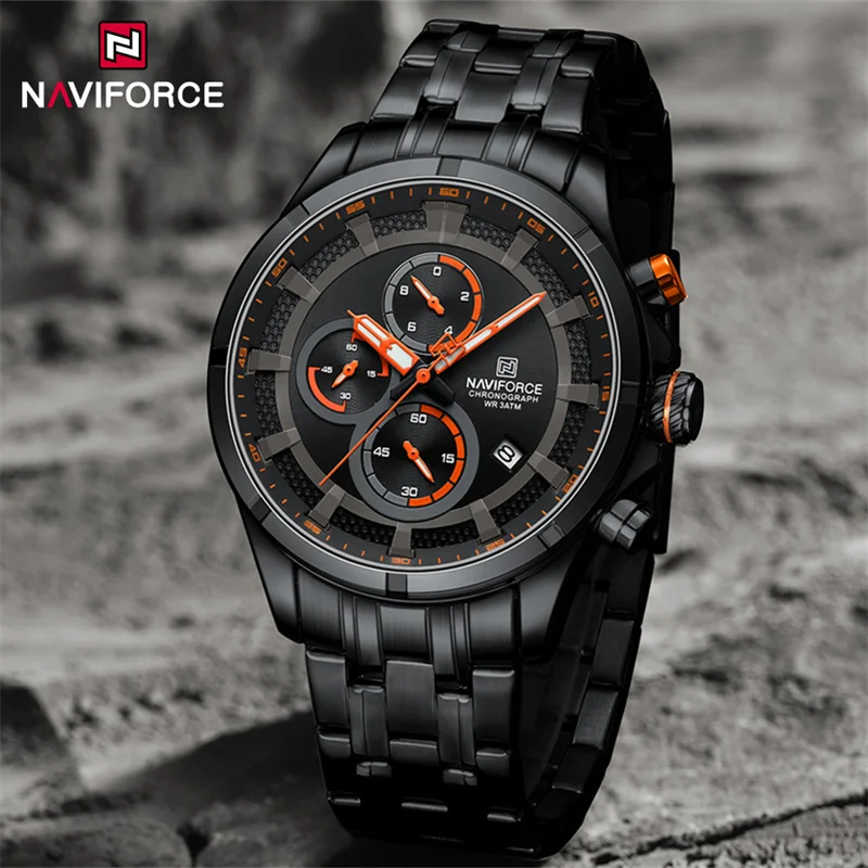 

NAVIFORCE Luxury Men Watch Waterproof Luminous Sport Stainless Steel Strap Date Quartz Wristwatch Chronograph Clock Reloj Hombre