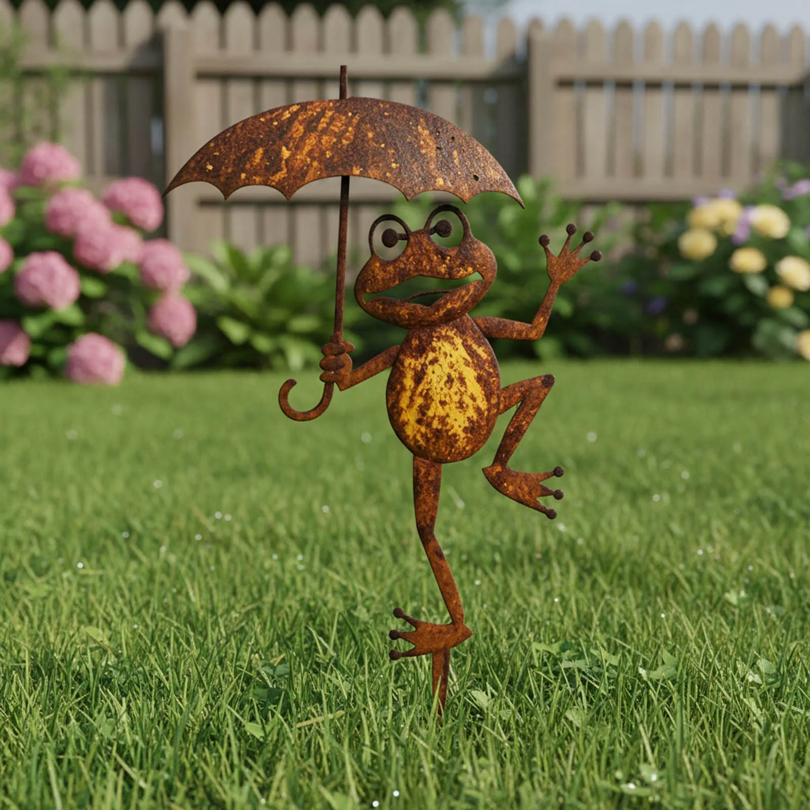 Frog Silhouette Garden Stake Weather- Classic Simple Iron Outdoor Decor for Balcony&Outdoor Landscape Enhancement