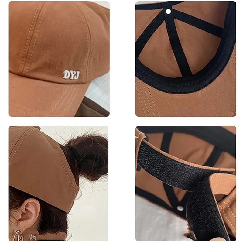 Solid Color High Ponytail Baseball Cap for Women Spring/ Summer Sunhat Running Snapback Hat Messy High Bun Ponytail Caps Female