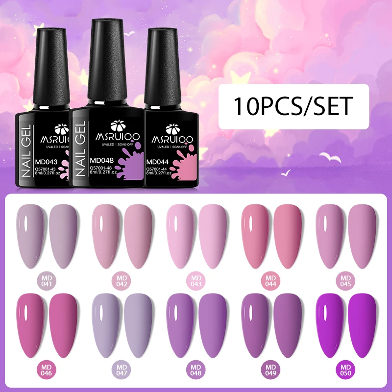 MSRUIOO 10pcs Macaron Gel Nail Polish Set Spring Summer All For Manicure Nail Art Soak Off UV LED Gel Polish Set Vernis Deisgn