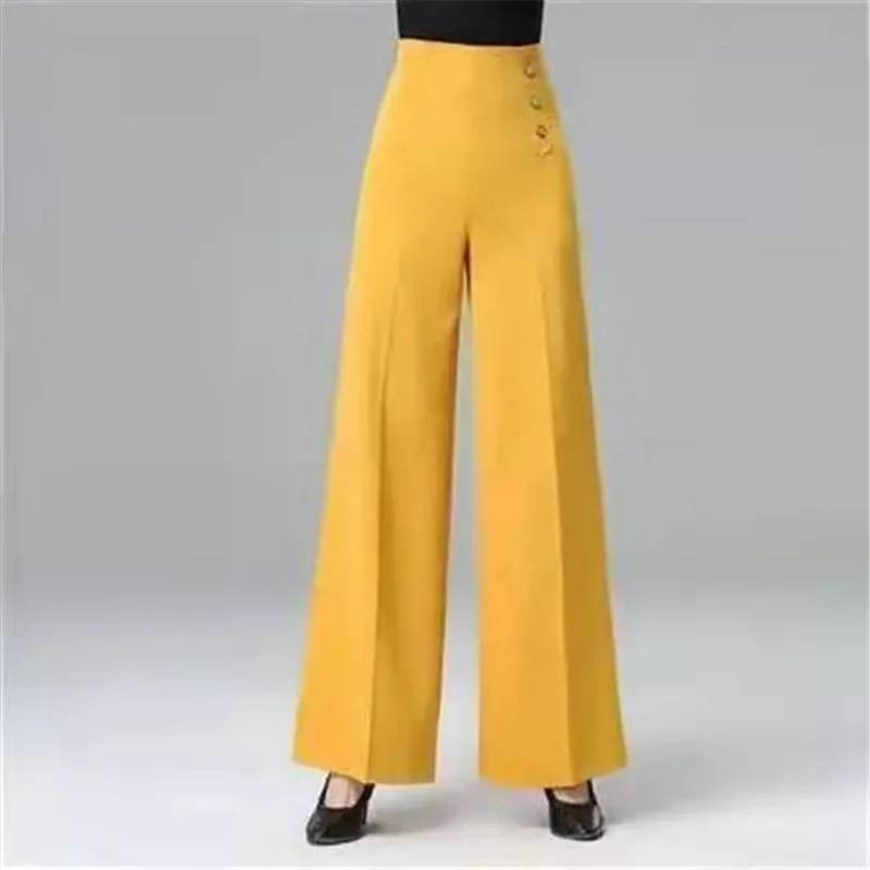 

Thin Leisure High Waist Wide Leg Ballroom Dancing Pants Modern Latin Square Dance Clothing Thin Dancing Z165