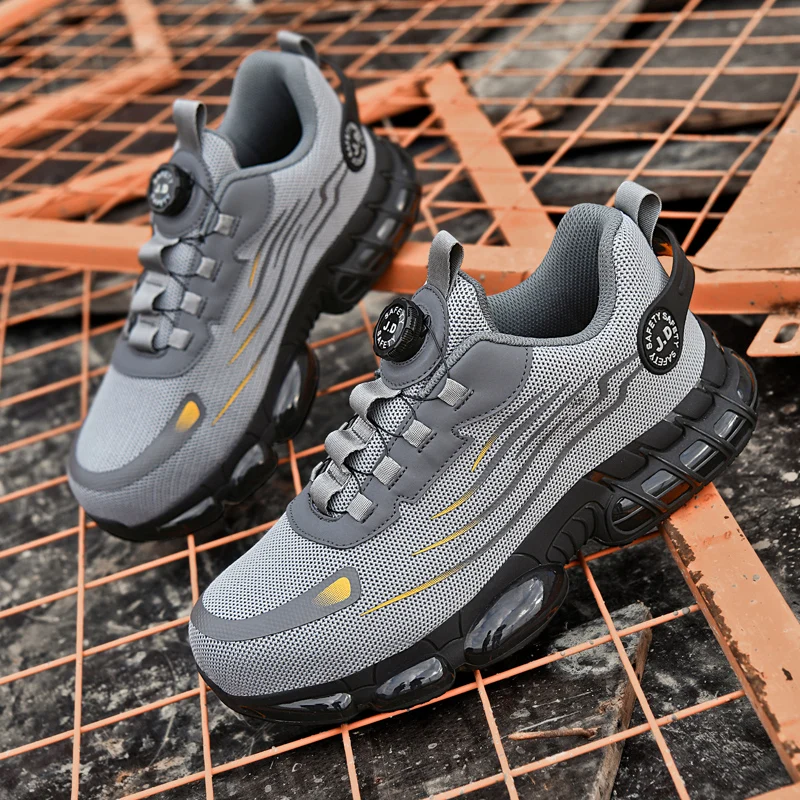 Men's Safety Work Shoes Anti- Puncture And Anti- Crush Labor Protection Striped Design for Enhanced Foot Safety
