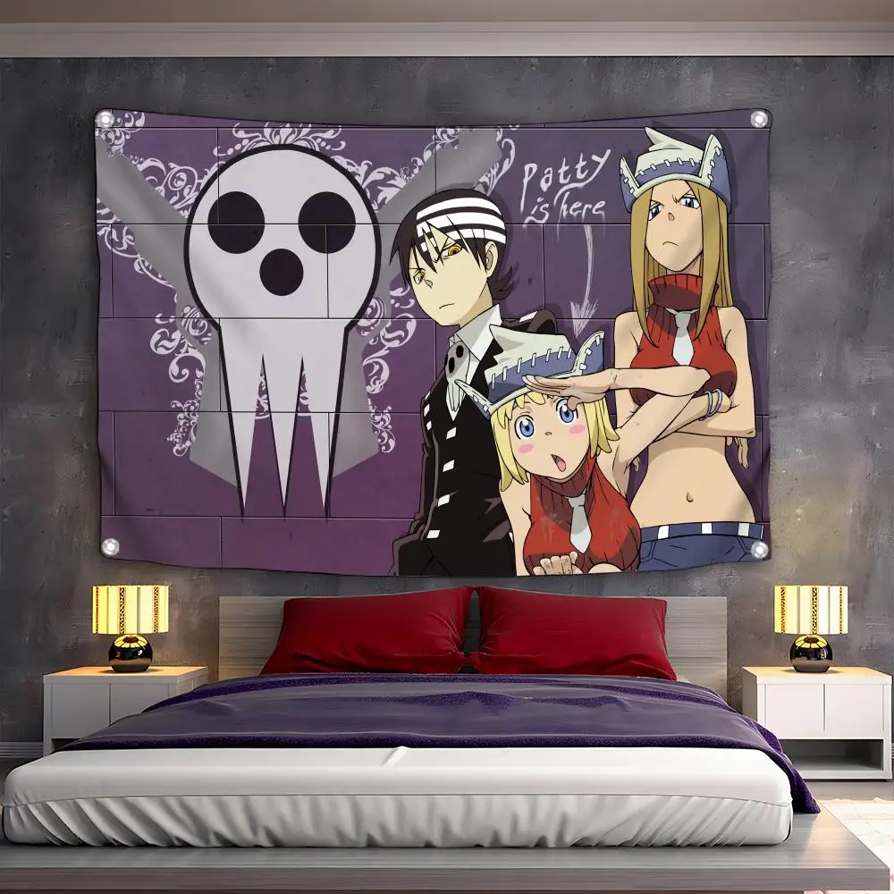S-Soul Eater Anime Retro Flags Custom Camping Outdoor Garden Room Bedroom Decor Party Backdrops Wall Art Family Gifts
