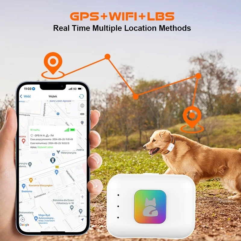 

GPS Pet Tracker with LED Flash USB Charging 4G Smart Pet Collar IP67 Waterproof Pedometer Pet Calorie Health Data Tracker
