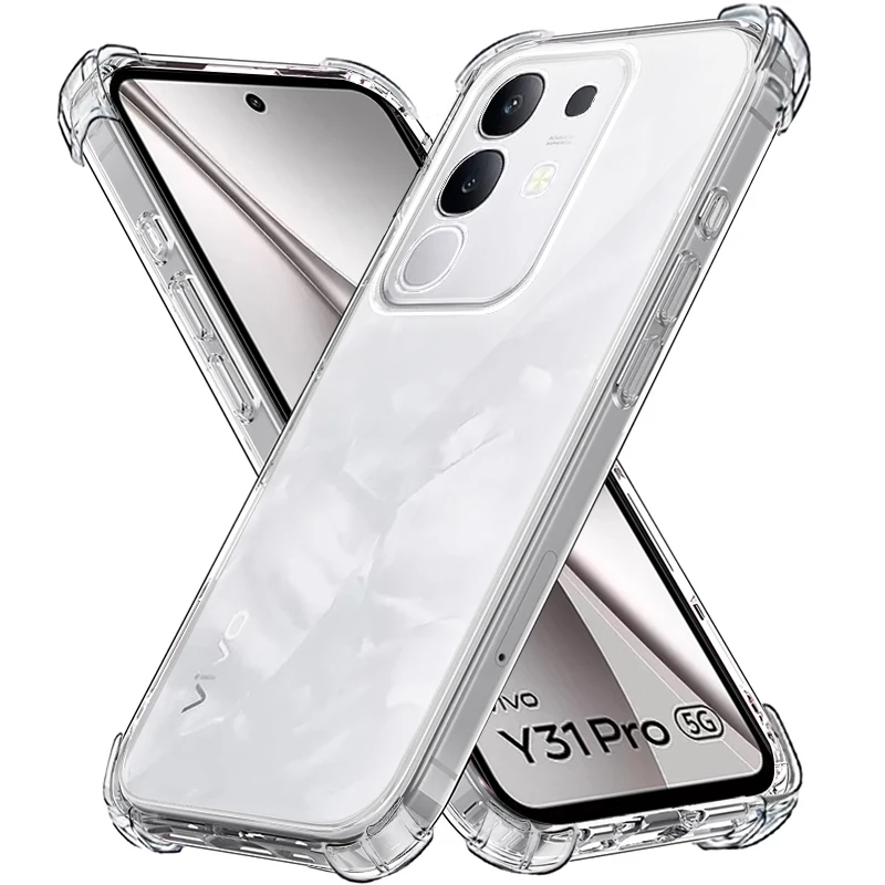Funda de teléfono transparente para Vivo Y500 Y400 Y300 Y200 Y100 Y100t Plus GT Pro Y28 Y28s Y30 Y29 Y04 Y29s Y30 Y27 Y100i 4G 5G transparente