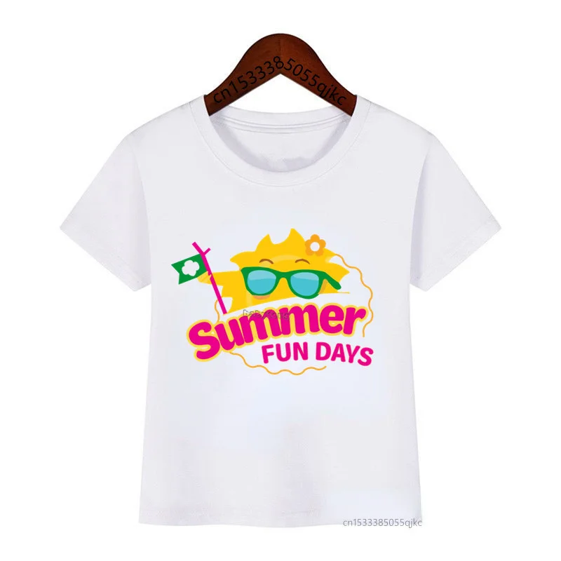 Ready for Summer Hello Summer Kids Printed T-Shirts Boys Girls Funny Baby Short Sleeve Tops Kids Fashion O-Neck T-Shirts