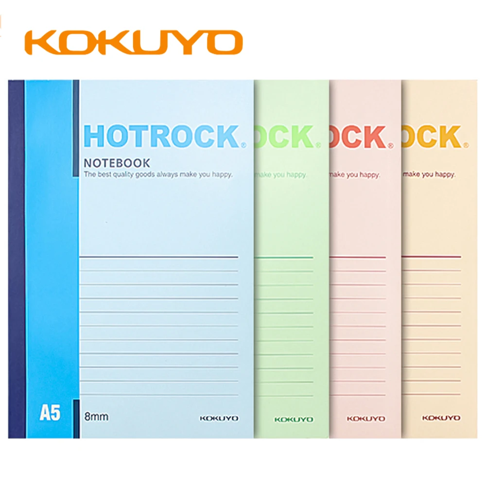 4 Japanese KOKUYO A5 Hotrock Notebooks Wirelessly Bound WCN-N1050 Student Workbook Thickened Horizontal Line Inner Page Students