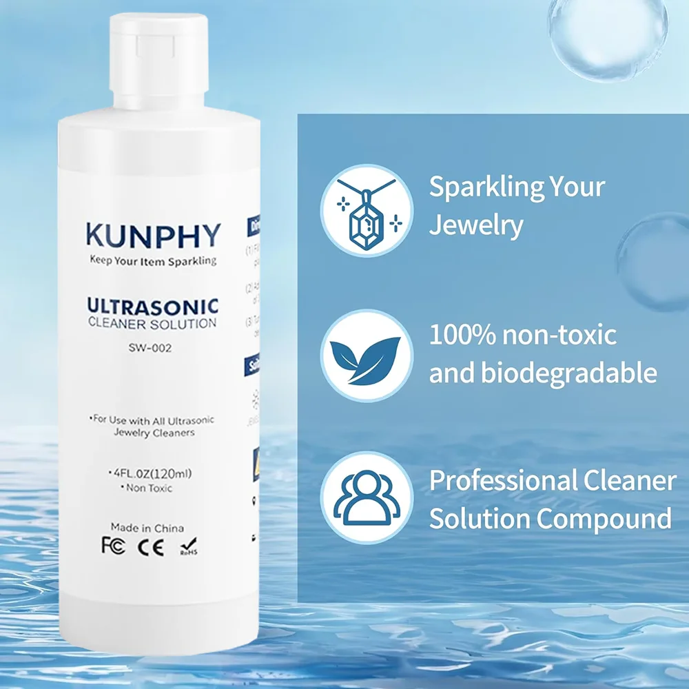 Professional 120ml Ultrasonic Cleaning Fluid for Jewelry Eyeglasses Lenses Watches Rings Use with Ultrasonic Cleaner Machine