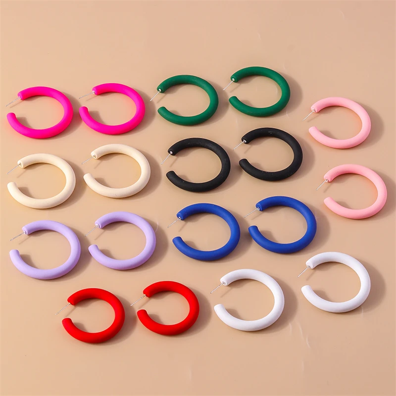 Mode Candy Farben 3,8 cm Runde Creolen für Frauen Mädchen Party Fesitval Schmuck Dekoration – Detail 4