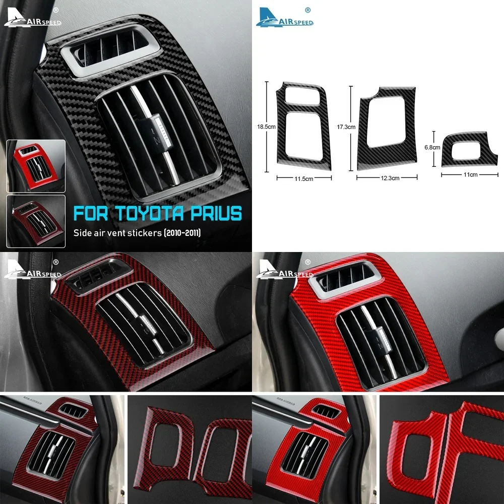 

Carbon Fiber Interior Trim for Toyota Prius 2010 2011 Auto Dashboard Side Air Outlet Vent Cover Sticker Car Interior Accessories