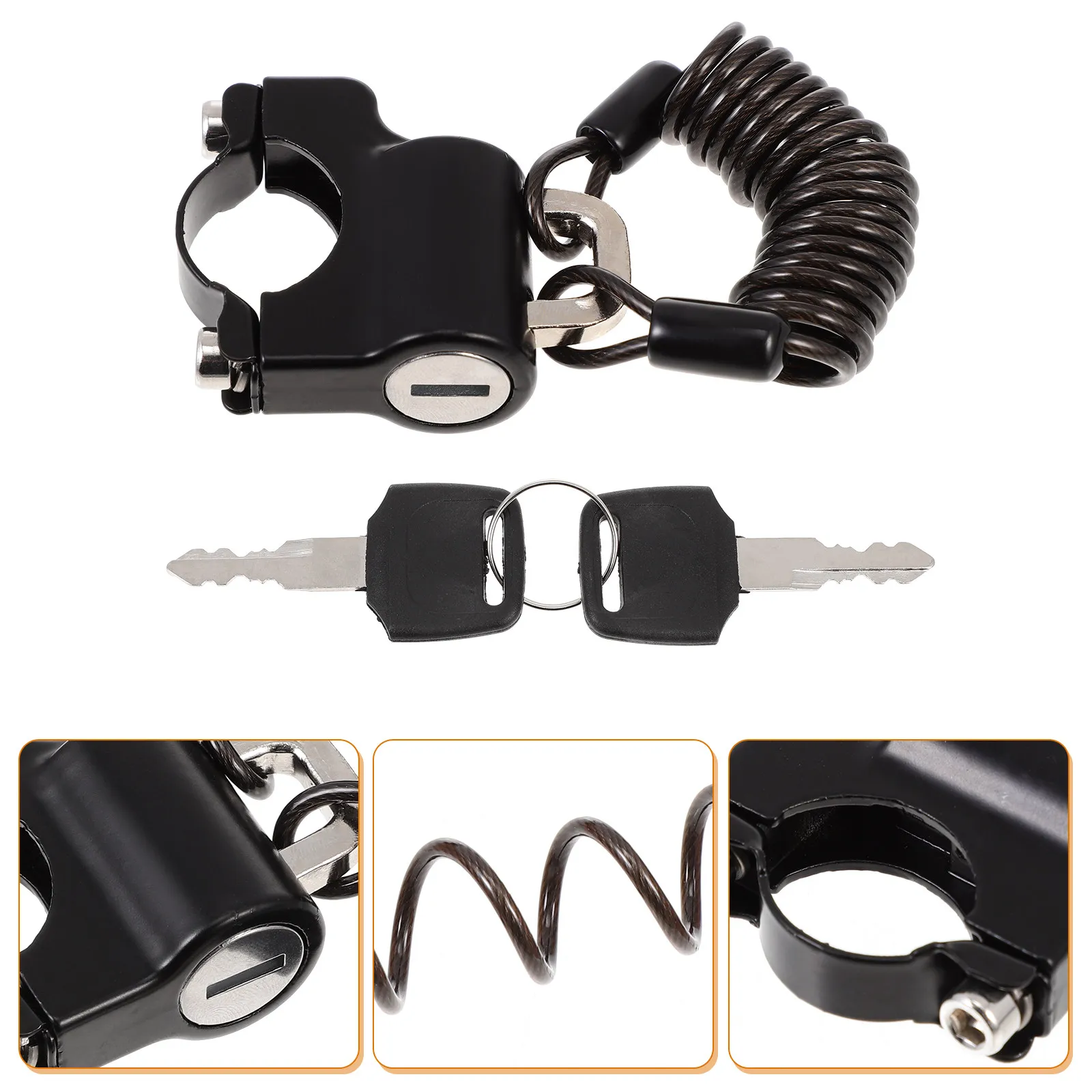 

1Set Motorcycle Security Lock Portable Pocket Sized Waterproof Corrosion Resistant Steel Cable Lock for Helmets Front