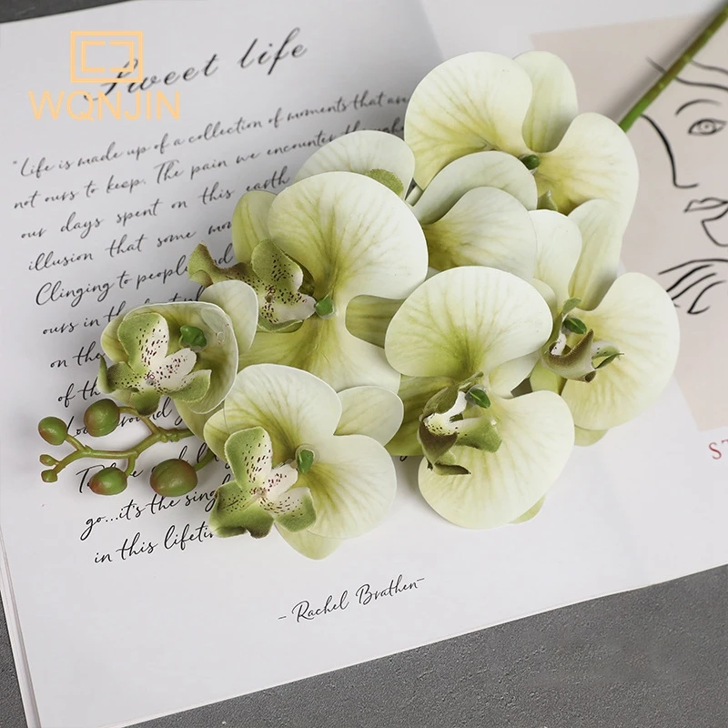 جديد طويل فرع 60 سنتيمتر اللمس محاكاة فالاينوبسيس السحلية الفاخرة المنزل التنسيب الاصطناعي زهرة الزفاف محاكاة زهرة