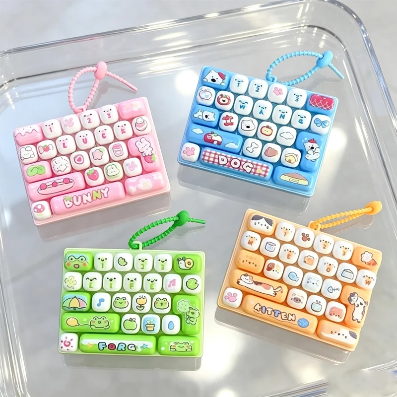 26Grid Keycap Clicker Anti,, Stress Fidget Keyboard Keychain; Decompression Button Cartoon Hand Relax Party Favor Gift 26구 키캡 키링
