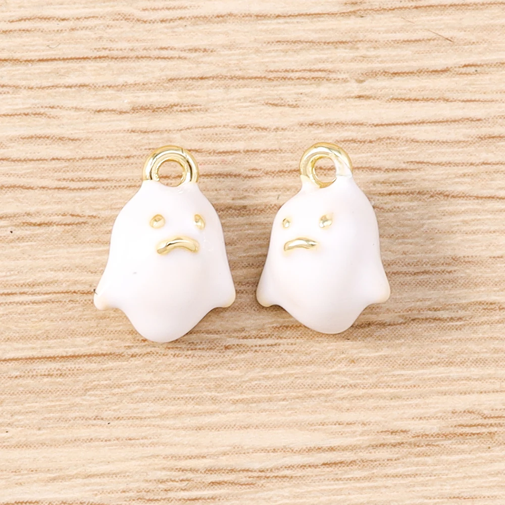 Tusember 5 Stück Halloween-Geister-Anhänger, niedliche Geister-Anhänger, baumelnde Charm-Perlen, passend für Original-Armbänder aus 925er Sterlingsilber, DIY-Schmuck – Detail 6