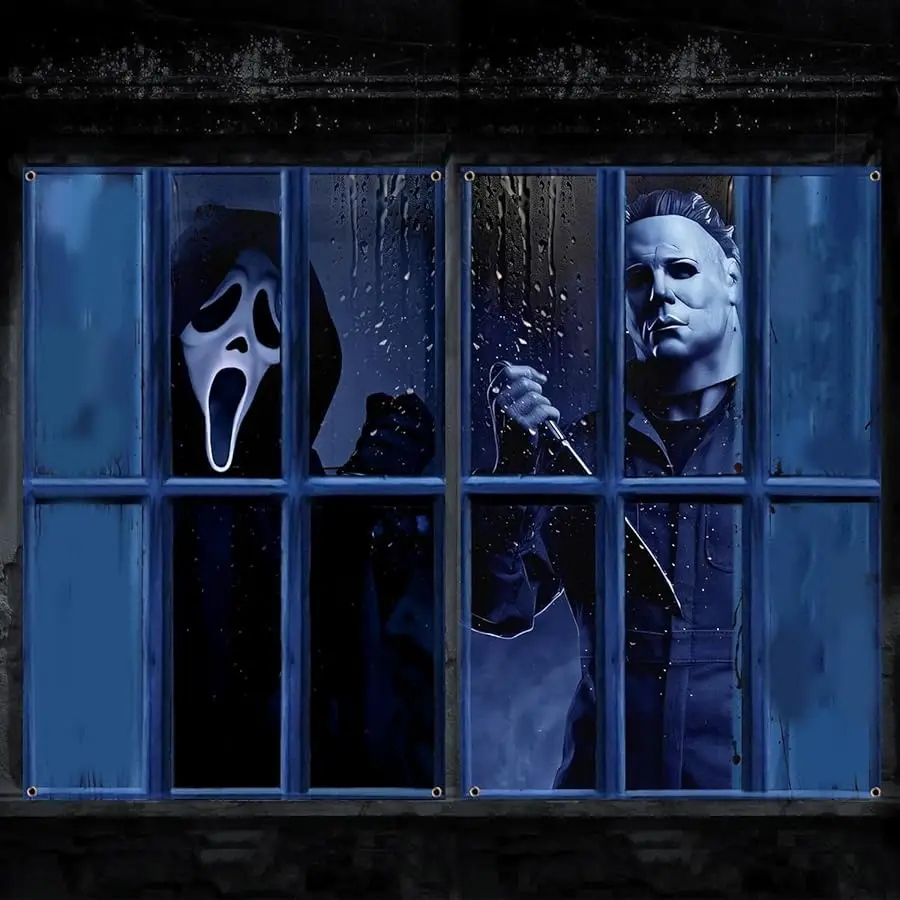 

2 Pcs Halloween Window Decoration Halloween Window Co ers Scary Silhouette Spooky Ghost Curtain Poster for Home Indoor Outdoor P