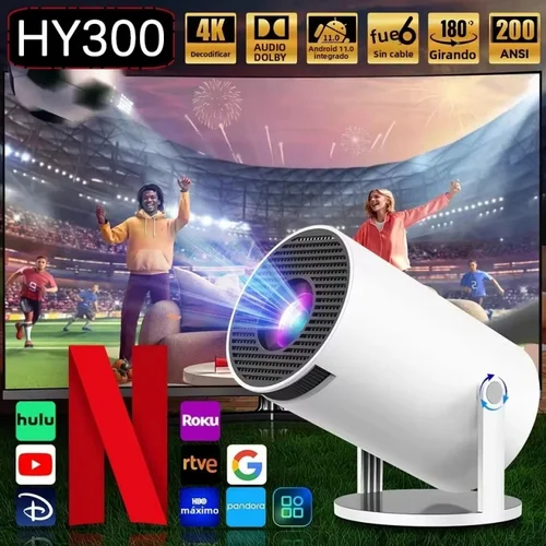 Imagen 1 del producto 2025 Nuevo proyector HY300 con WiFi6 y BT5.0, proyector portátil 1080P/4K compatible con Proyector Android inteligente Keystone automático