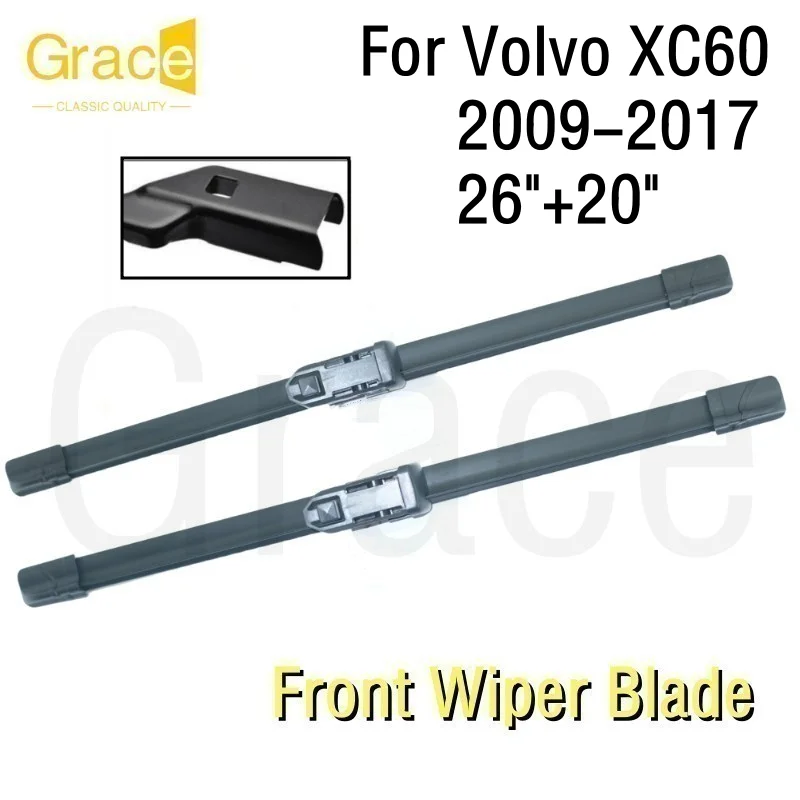 Wiper Blade For Volvo XC60 26"+20" Car Windshield Windscreen Rubber 2009 2010 2011 2012 2013 2014 2015 2016 2017