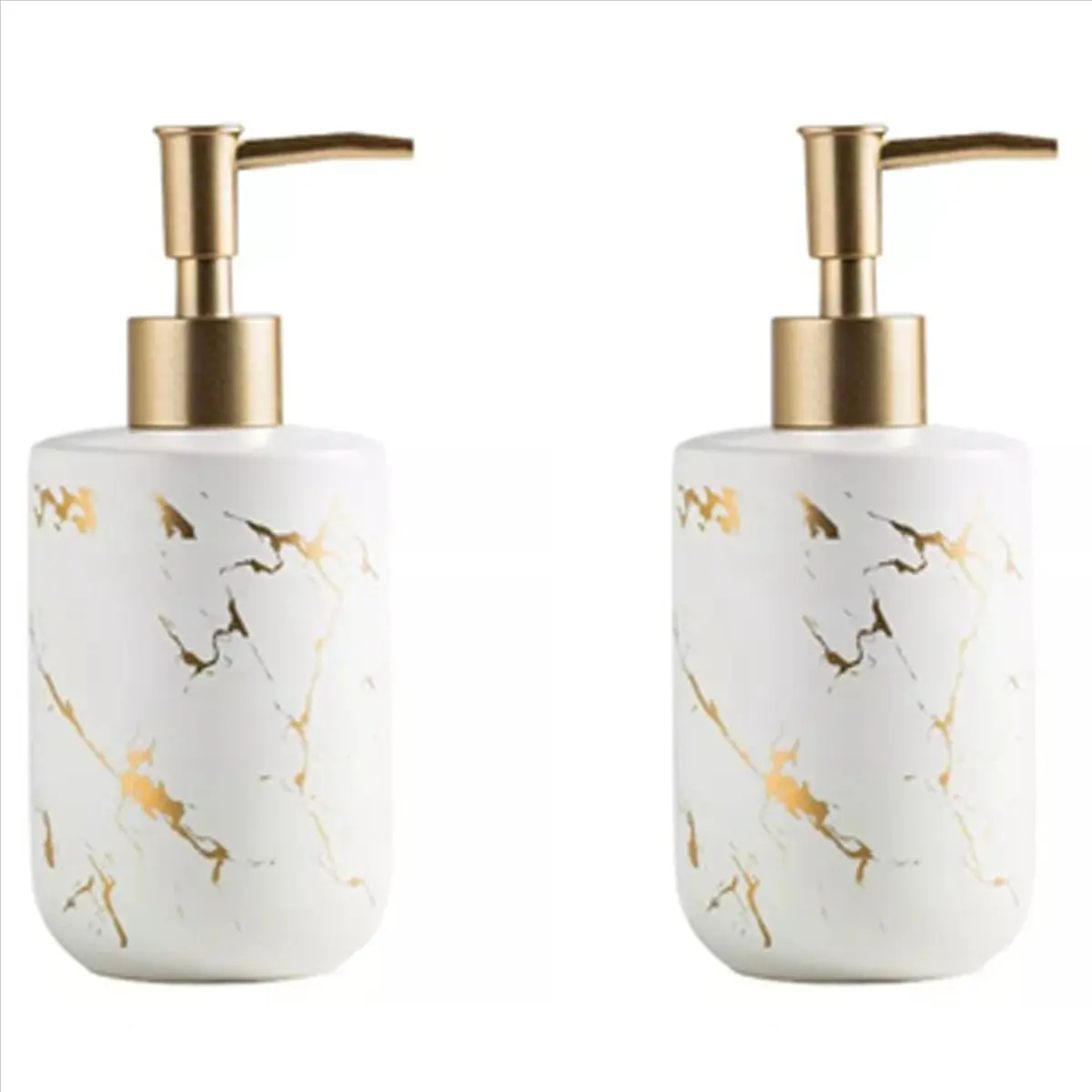 Exquisite-2X 300ML Ceramics Emulsion Bottles Creative Latex Bottles Liquid Soap Dispensers Bathroom Set White Matte