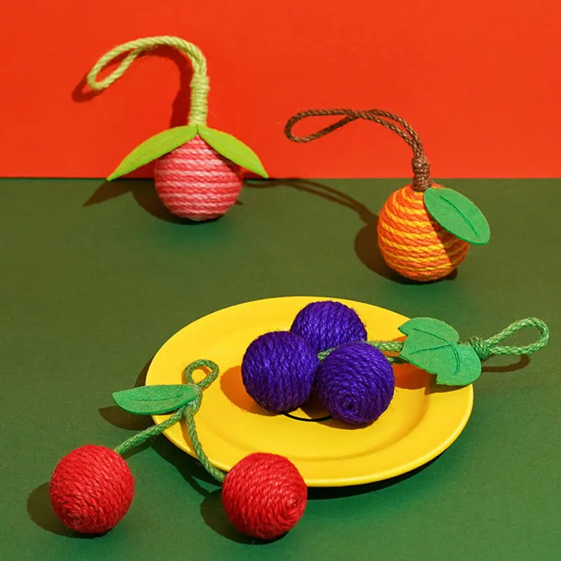 

Pet Cat Toy Ball Sisal Fruit Cat Toy Teasing Cat Stick Bite Resistant Pet Toy Interactive Ball Tools Cat Ball Toy Pet Supplies