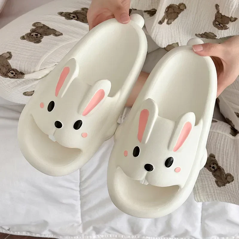 Outdoor cute bunny shoes Indoor EVA platform slippers for family use summer couple slippers for women to wear for men