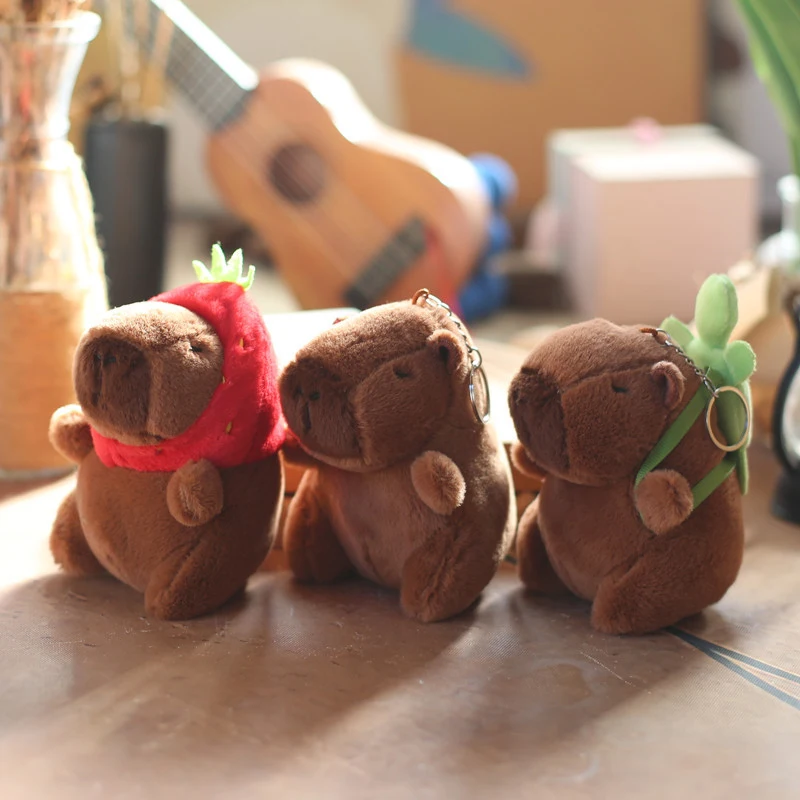 1PC Cute Capybara Plush Toy Cartoon Guinea Pig Pendant Soft Stuffed Doll Keychain Backpack Car Bag Key Ring Decoration Kid Gifts