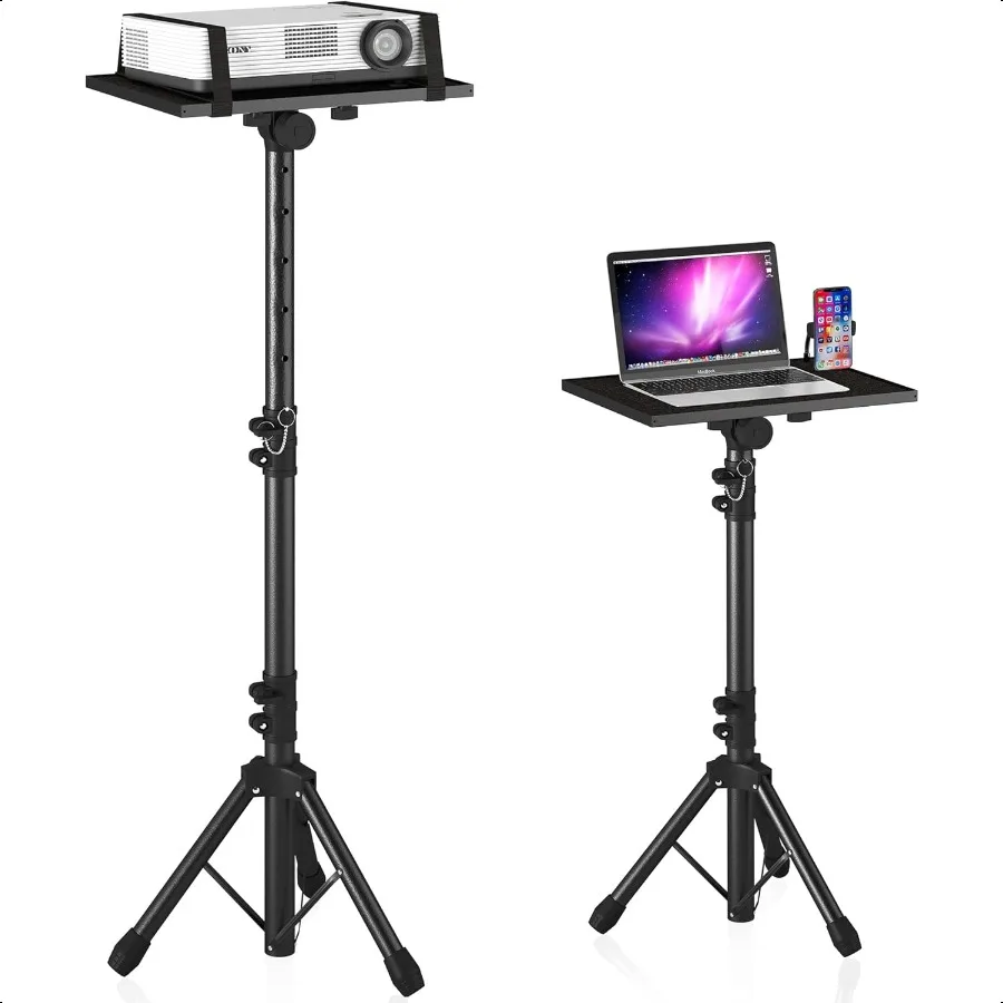 Projector Stand Tripod from 23 to 46 Laptop Tripod Stand Height Adjustable with Gooseneck Phone Holder Laptop Floor Stand for O