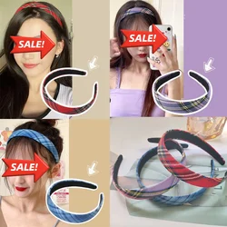 3pc European and American Retro JK College Style Plaid Headband Women Girls Hair Bands Elegant Hairband Hair Accessories