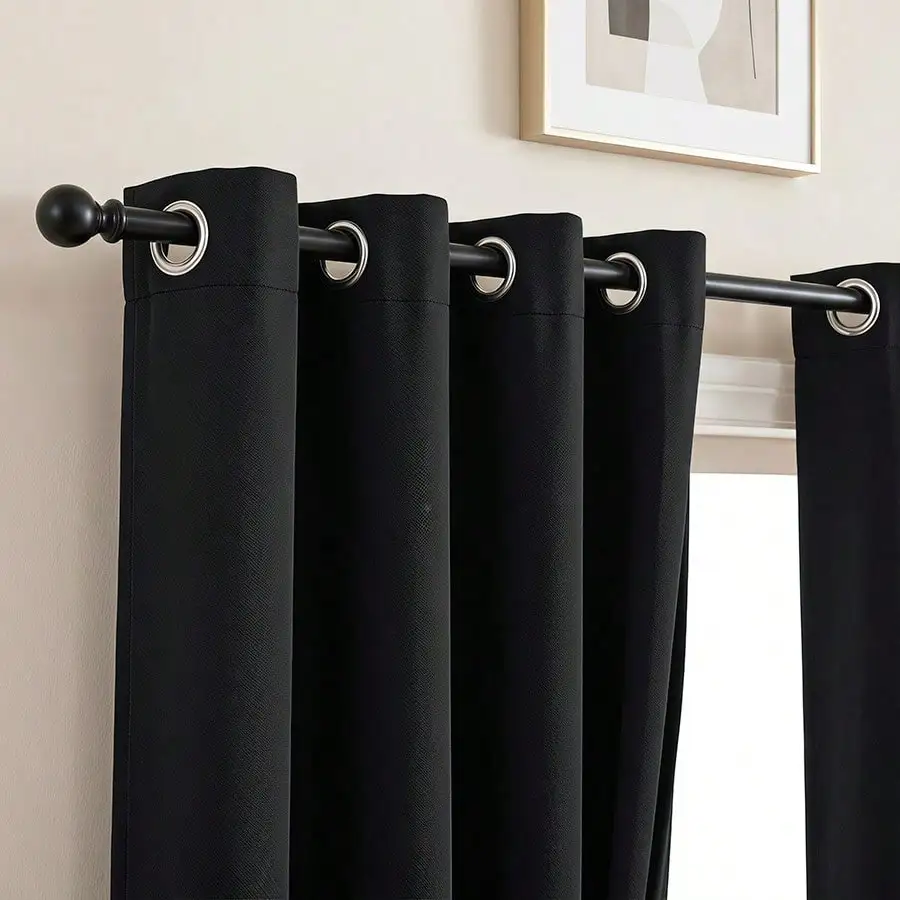 2pcs Blackout Thermal Curtains, Grommet 100% Light Blocking Room Darkening Window Drapes With Coating Insulated Lining For Bedroom Living Room Home Decor view 2