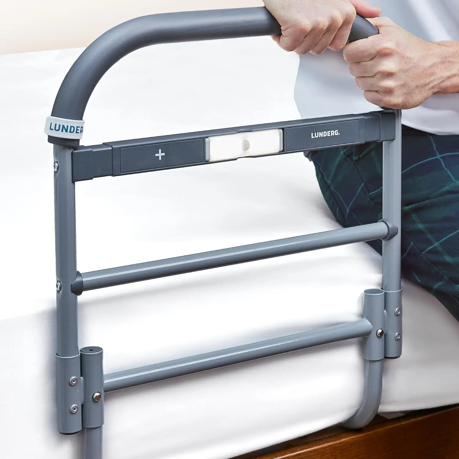 Rieles de cama para adultos mayores, seguridad grande con luz de movimiento y barandillas con mango antideslizante para pacientes mayores y cirugía