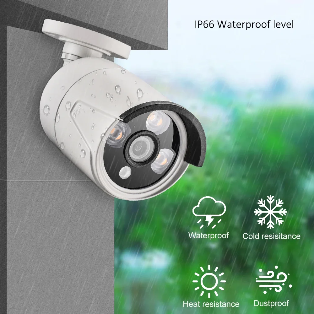 AZISHN AZ-IP603-BW كاميرا IP رصاصة 5MP 2880x1616P الأشعة تحت الحمراء الأمن الصوت في الهواء الطلق مراقبة الأمن المعدني POE/DC 2MP/3MP