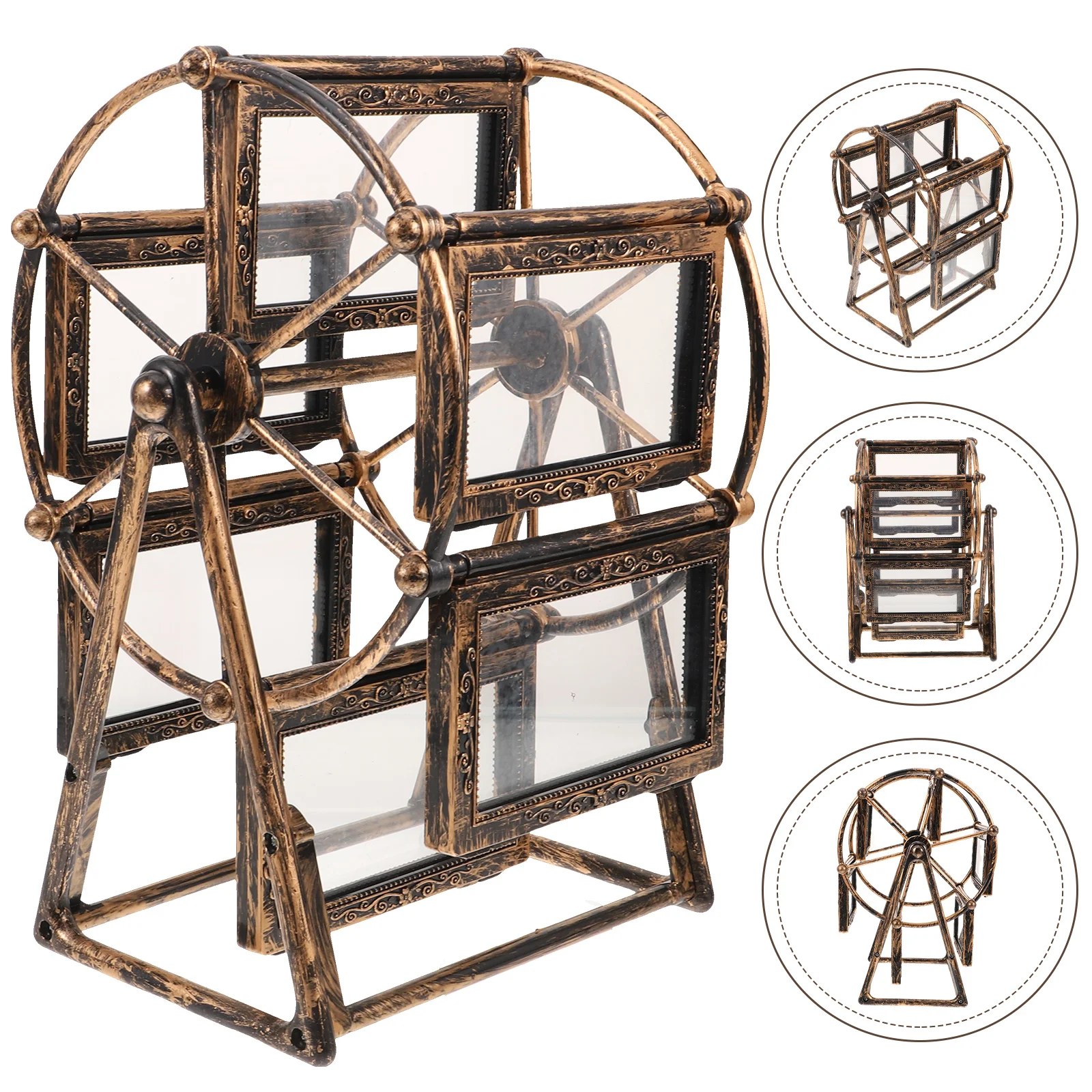 

Retro Decor Windmill Photo Frame Ferris Wheel Ornament Rotatable Picture Rotary Office