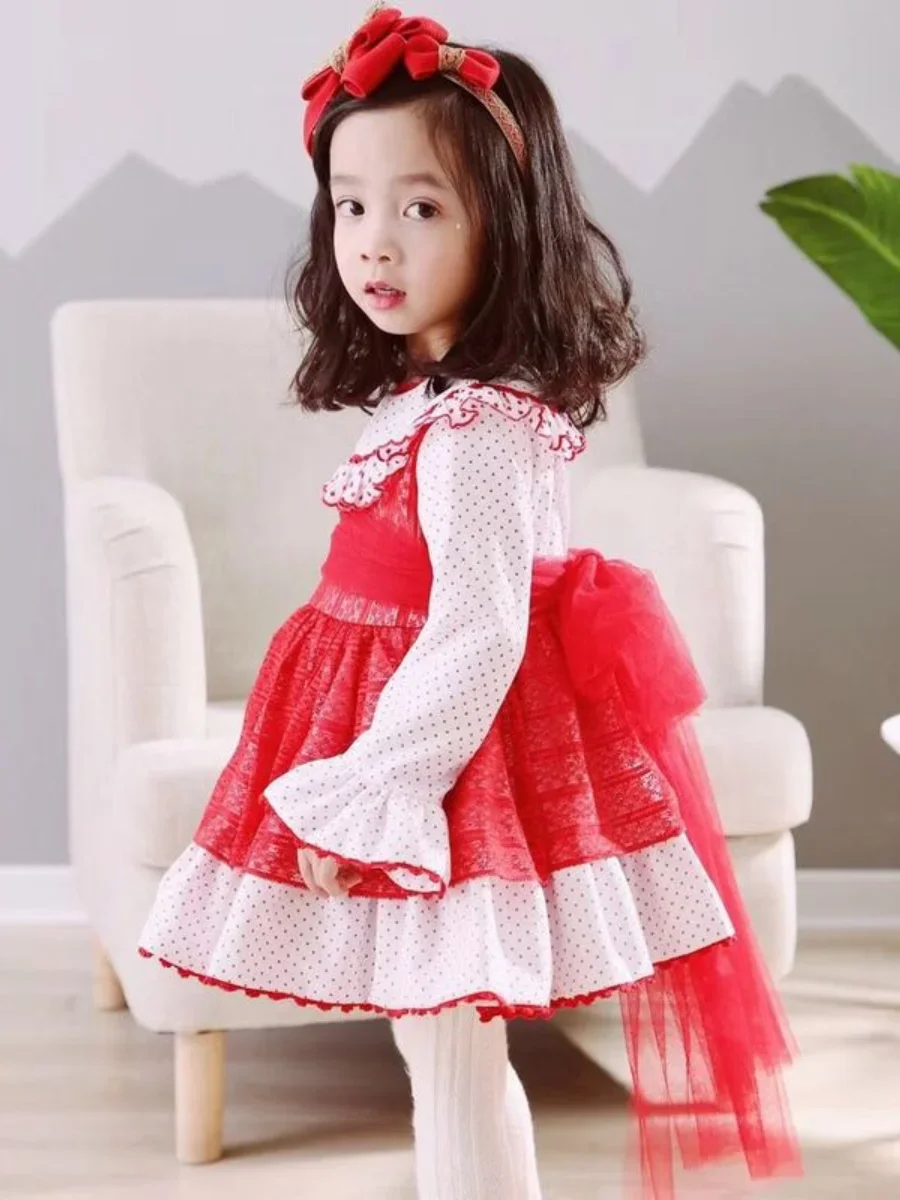 Spring New Arrivals Baby Sweet Long Cake Dress Christmas Costume Girl Kids Dresses for Girls Quality Cotton Soft Clothes