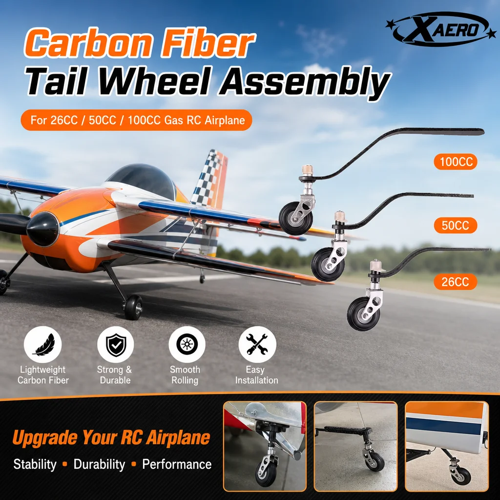 

26CC-100CC Carbon Fiber Tail Wheel Assembly for Gas RC Airplane FPV Durable Landing Gear
