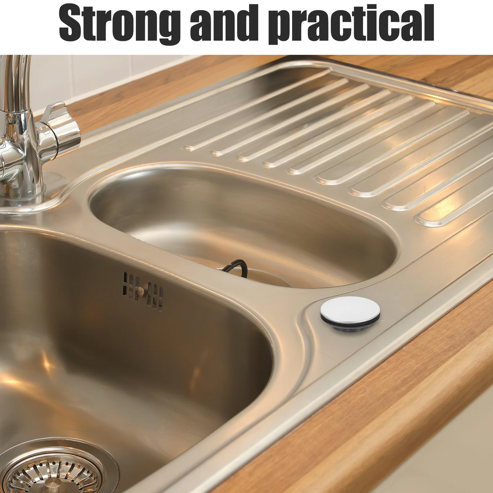 

Stainless Steel Sink Hole Cover Easy Install Kitchen Faucet Hole Stopper Versatile Design Countertop Washbasin Accessories