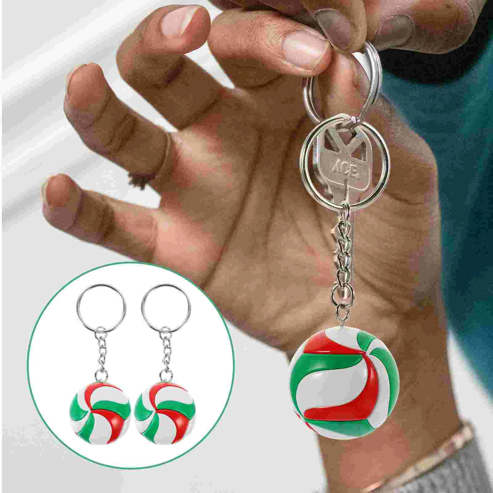 2 Pcs Volleyball Model Toy Key Ring Keychains for Backpacks Adorable Exquisite Bag Pendant Compact Big DIY Accessories