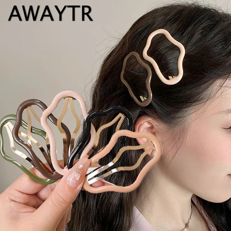 AWAYTR 5 Pcs Korean Fashion Hairpin Clouds Shaped Hollow Hair Clips BB Hairpins Barrettes Woman Sweet Girls Hair Accessories