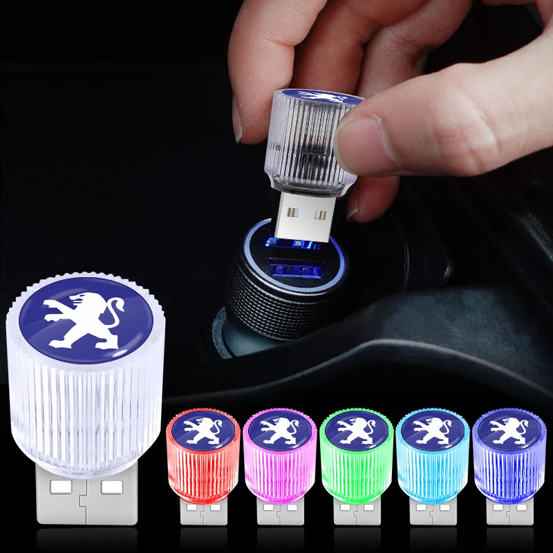 

Mini USB LED Car Light Auto Interior Atmosphere Light Decorative Lamp for Peugeot 307 206 308 207 406 407 208 Wheel Center Caps
