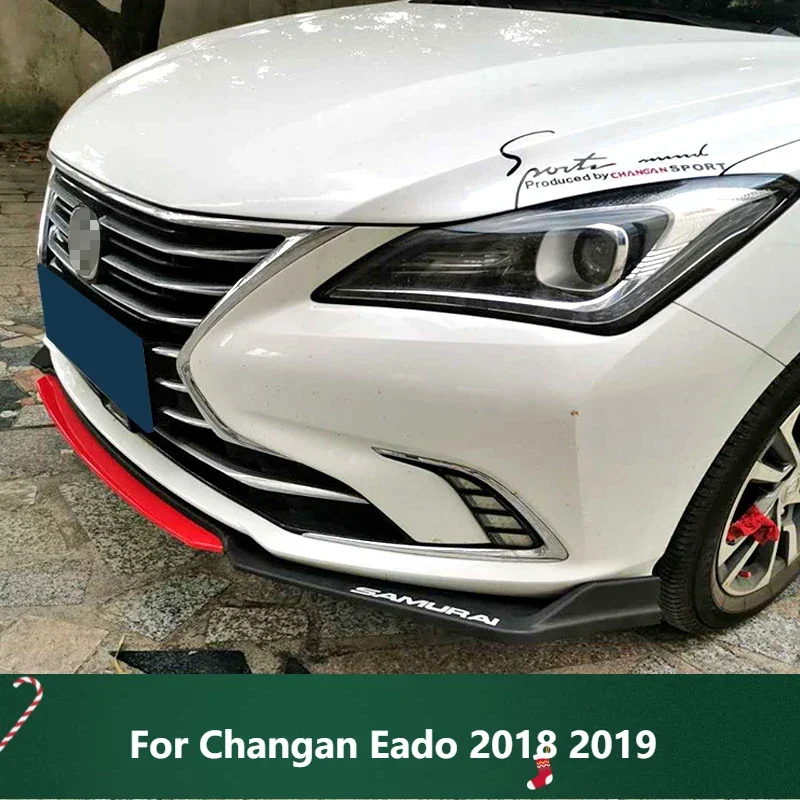 

New! Front Bumper Spoiler Protector Plate Lip Body Kit For Changan Eado 2018 2019 Carbon Surface Chin Shovel Contrast Color Desi