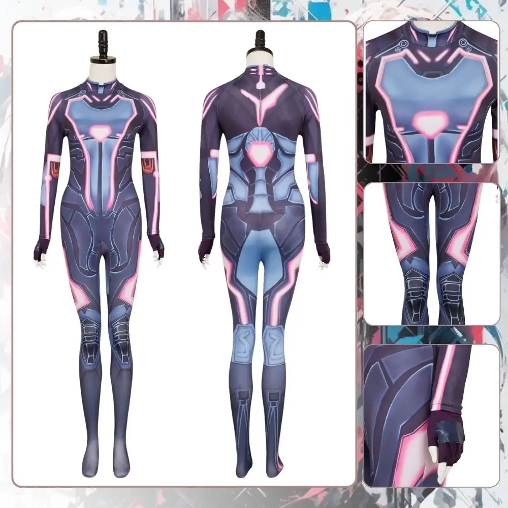 زي تنكري من سبليت جيم فكشن ميو للنساء البالغات، بدلة قفز، ملابس لعب الأدوار، بدلة كرنفال الهالوين