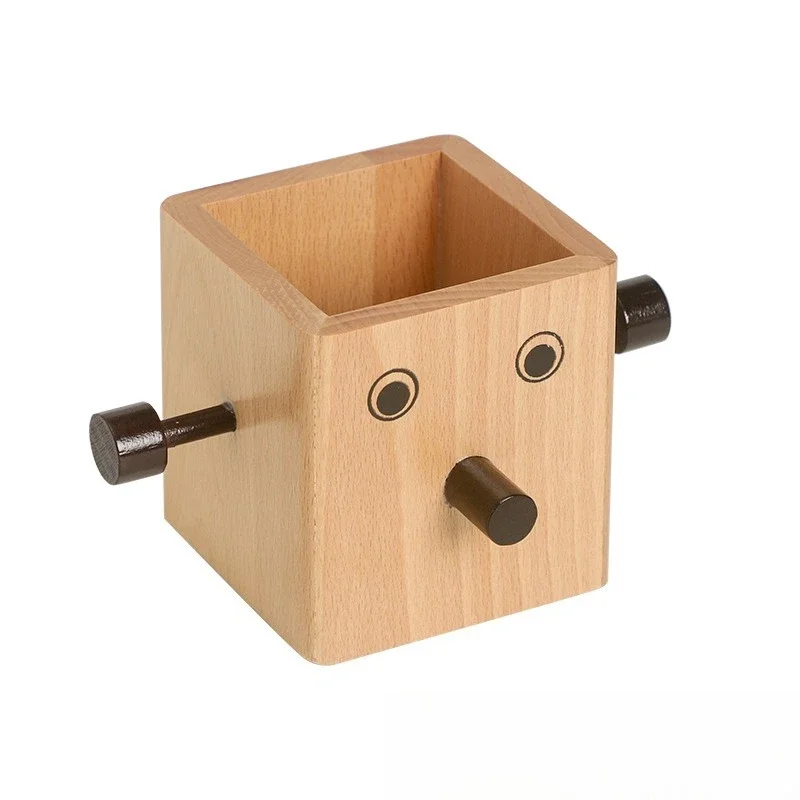 

Solid Wooden Pen Holder Creative Eye Shelf Wooden Box Desktop Ornament Desk Storage Box Makeup Brush Holder Pen Holder